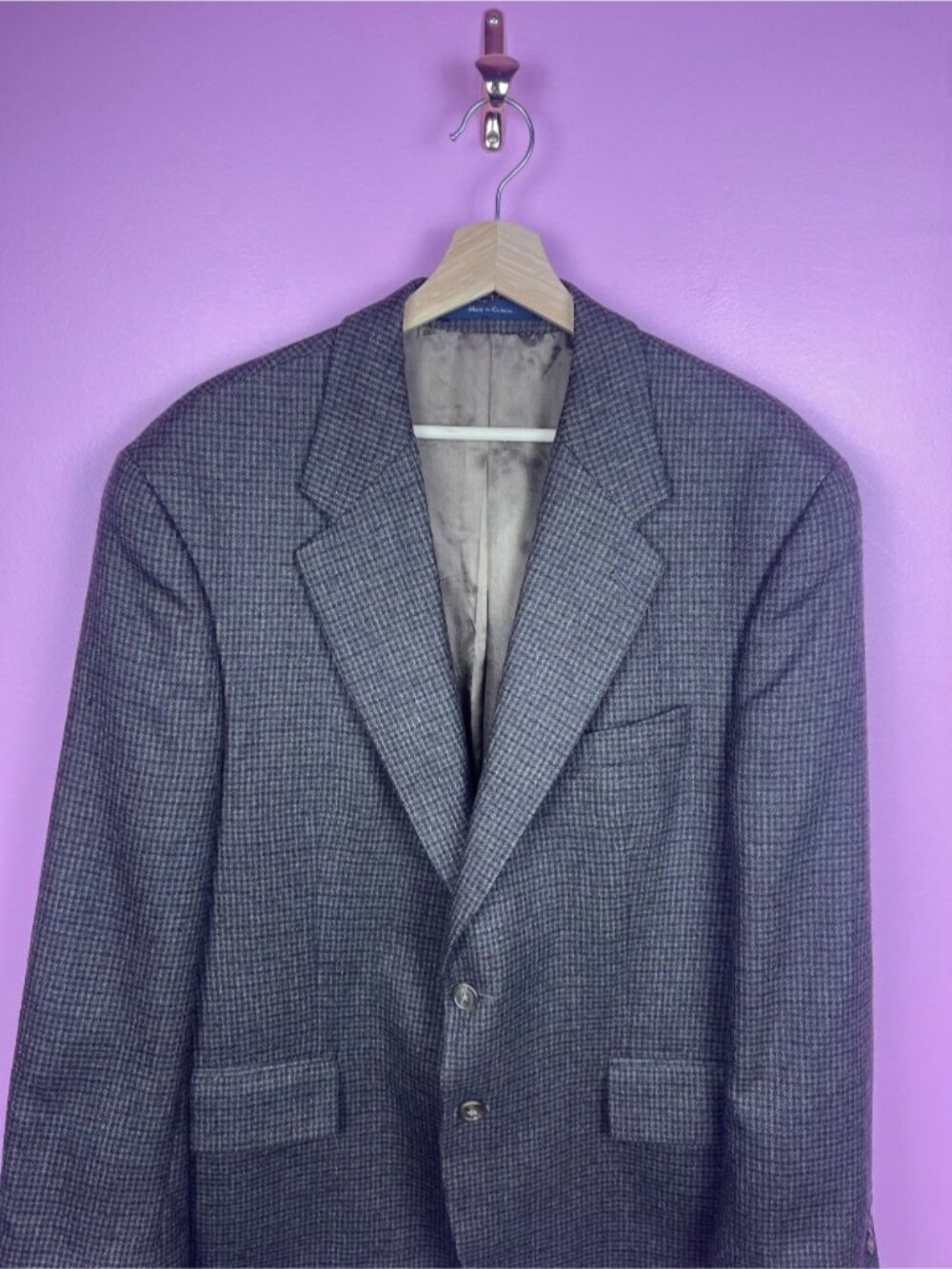 Chaps Ralph Lauren Vintage Houndstooth Tweed Sport Coat Wool Brown Men's 46R - Picture 5 of 13